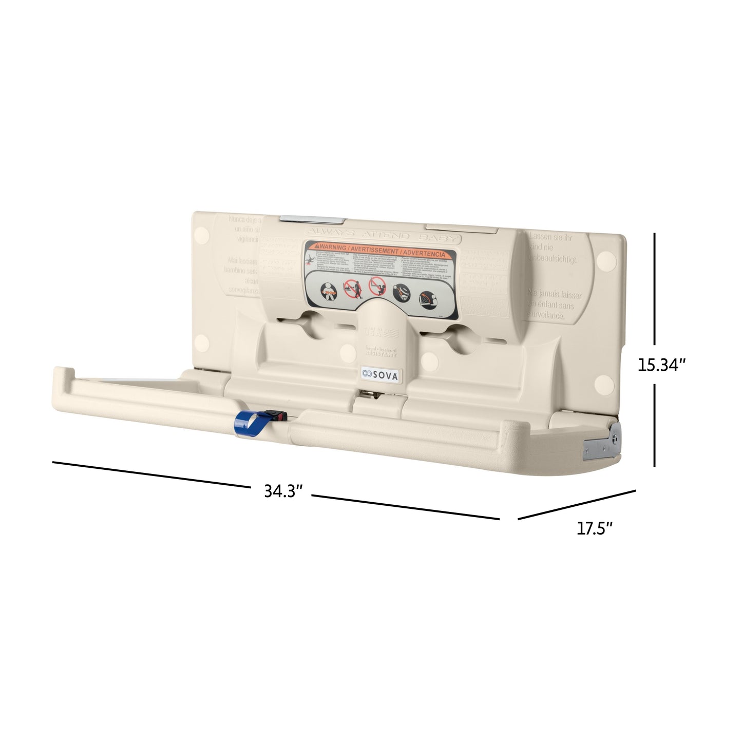 Beige Origin Horizontal Baby Changing Station open dimensions