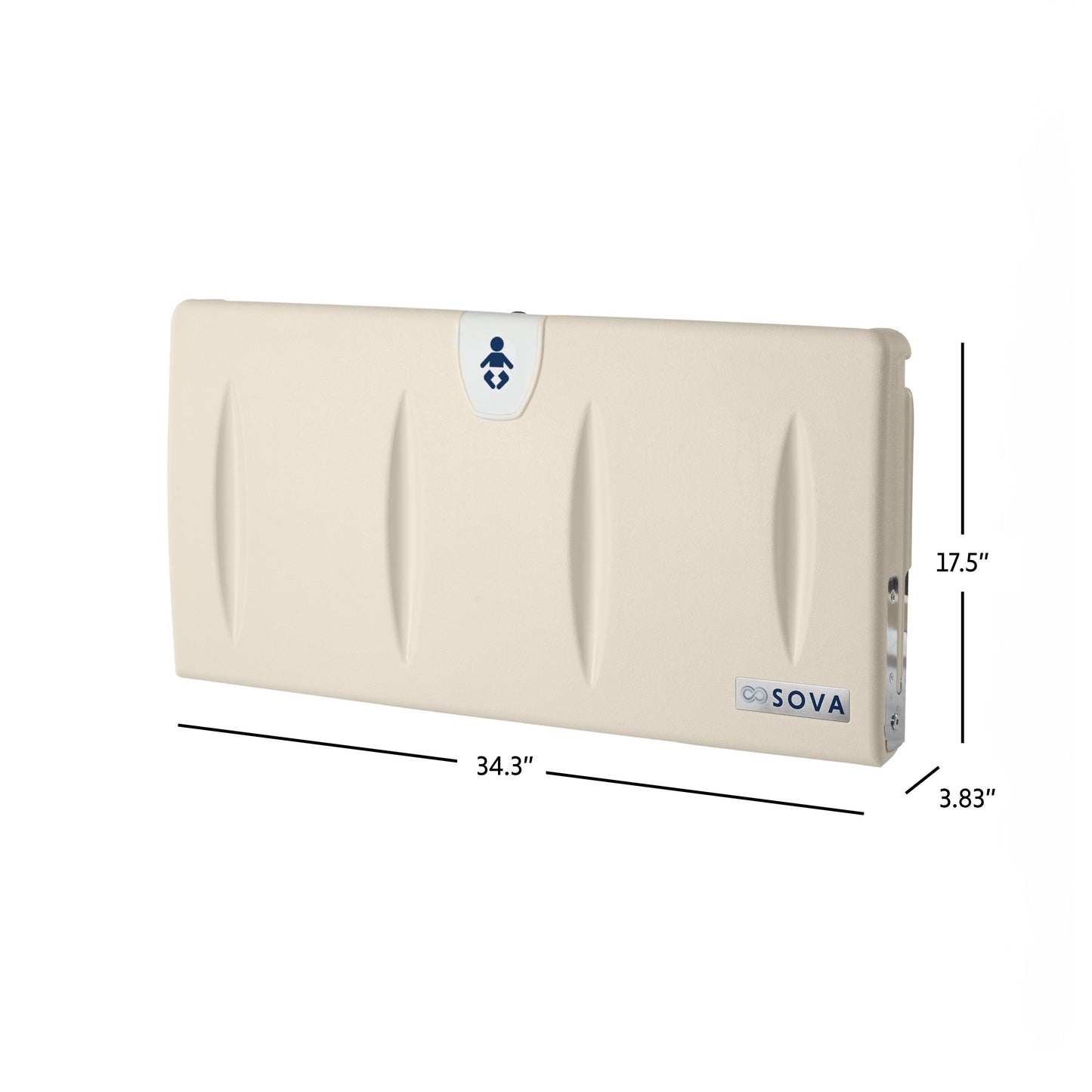 Beige Origin Horizontal Baby Changing Station closed dimensions