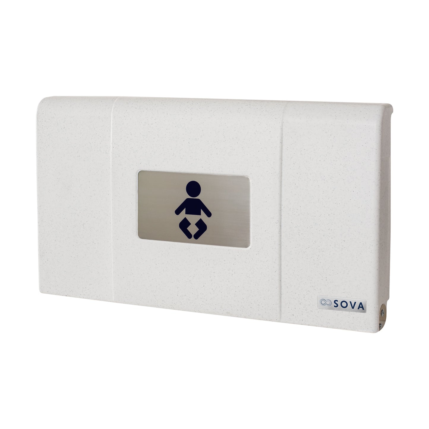 White Sova Span Horizontal Baby Changing Station front closed on a white background