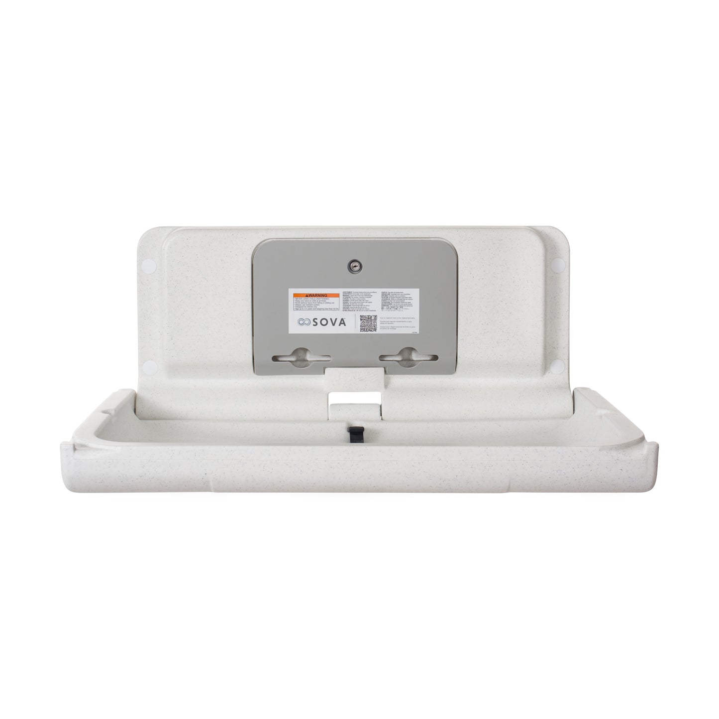 White Sova Span Horizontal Baby Changing Station front open on a white background