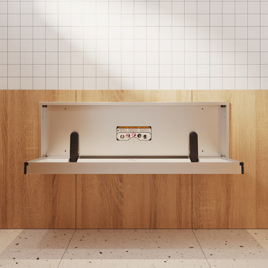Solace extended changing station open mounted in bathroom