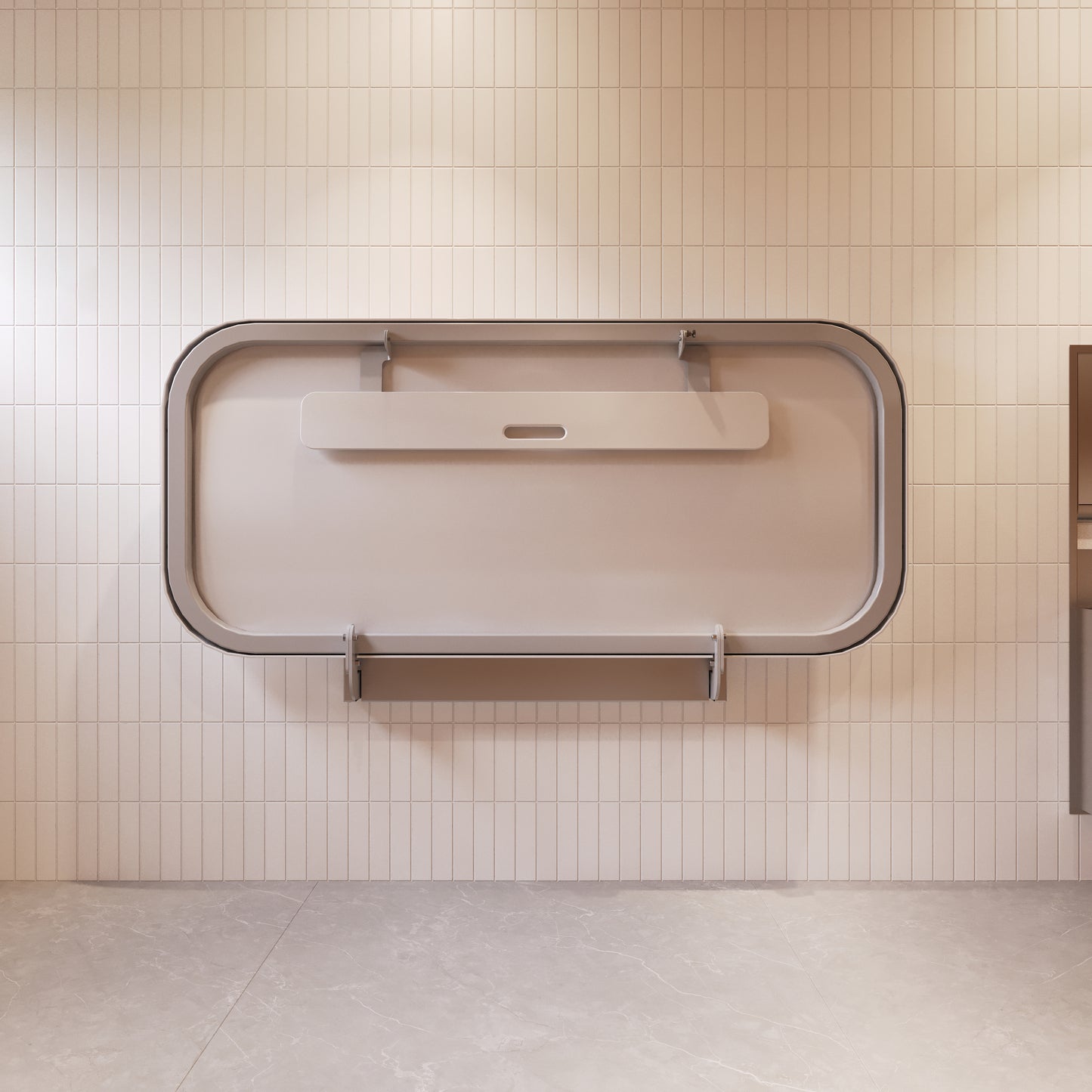 Attend Adult Changing Table closed mounted in modern setting
