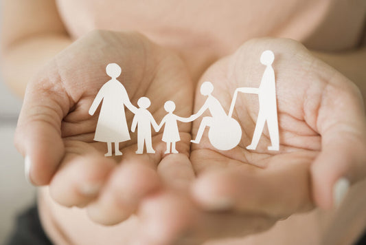 Cutout showing an inclusive family of different abilities