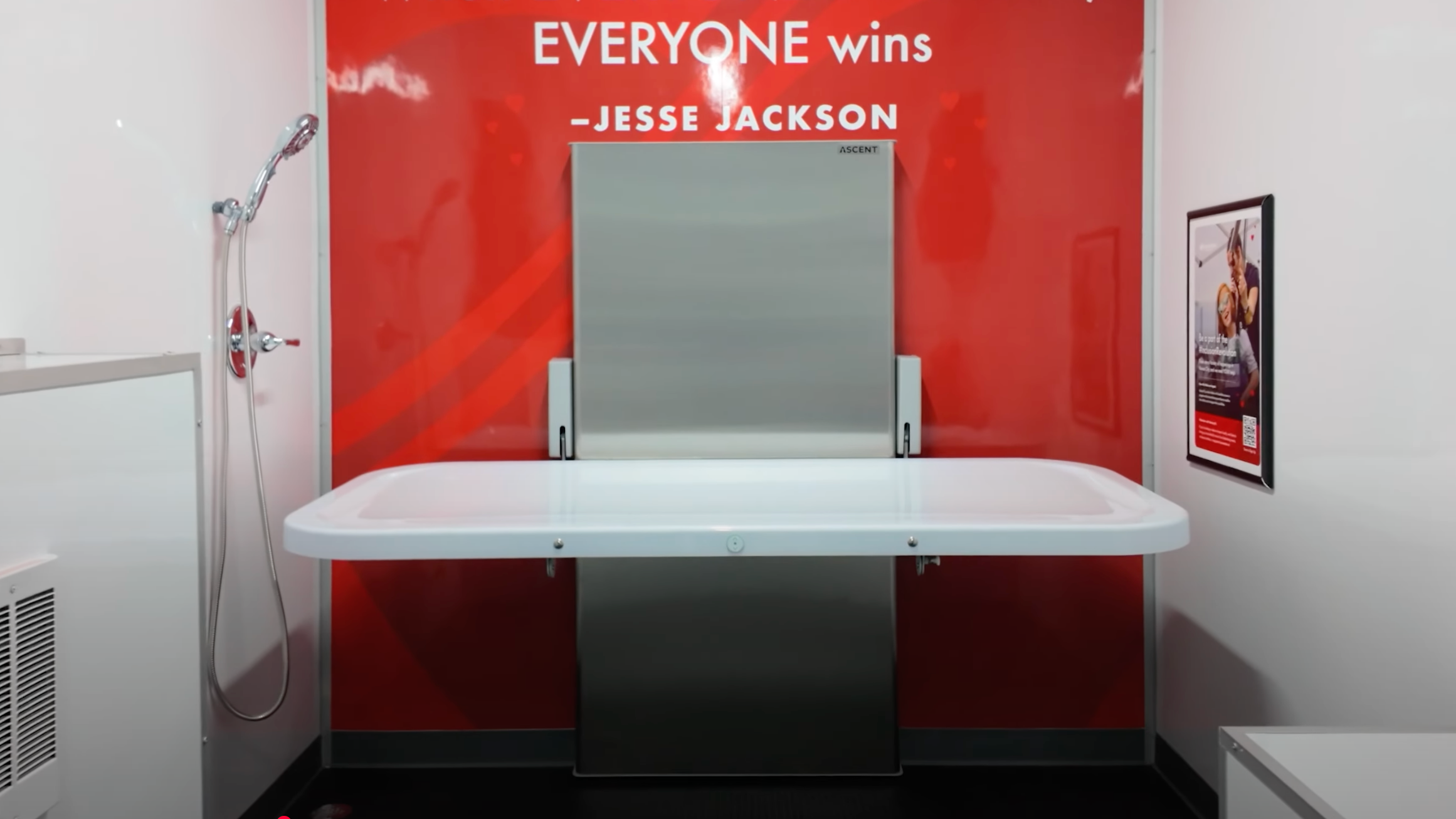 Ascent Universal Changing Table with shower in Variety KC's mobile accessible restroom