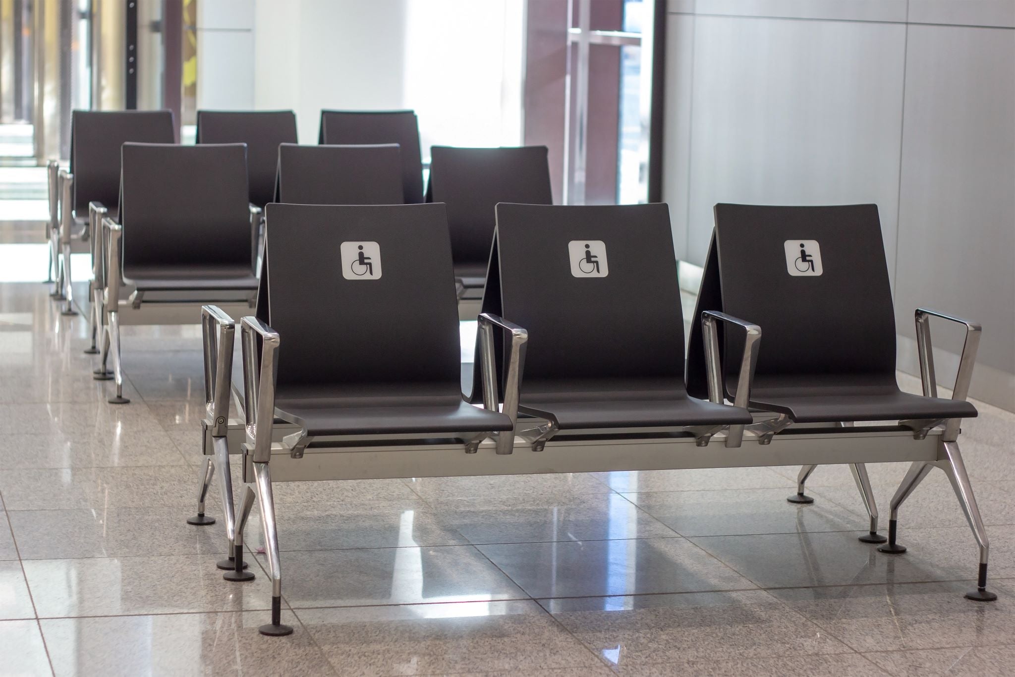 Chairs for individuals with disabilities in an airport