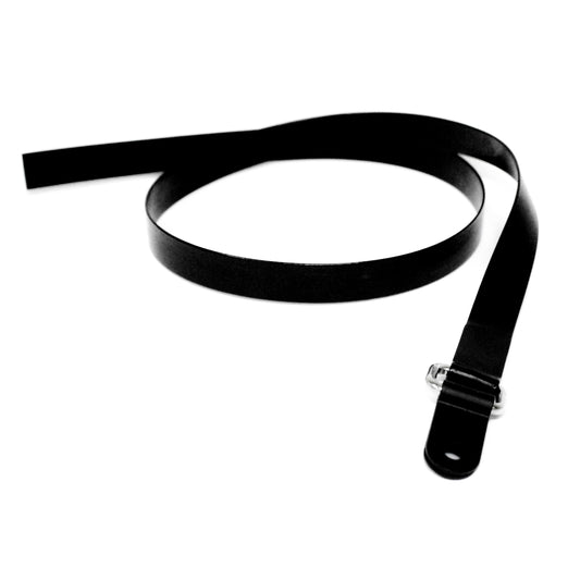 Black belt with a silver buckle on a white background