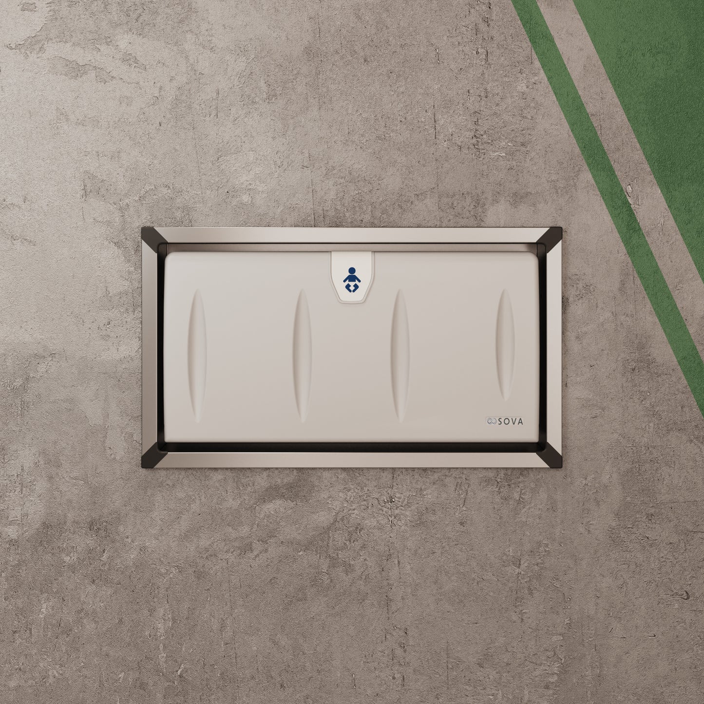 Origin Stainless steel horizontal baby changing station mounted on wall