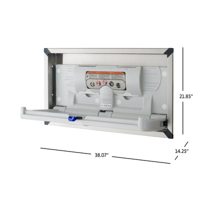 Sova Origin Horizontal baby changing station open dimensions on white background