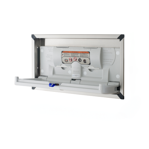 Origin Horizontal Baby Changing Station with Stainless Steel Flange-Gray_Open