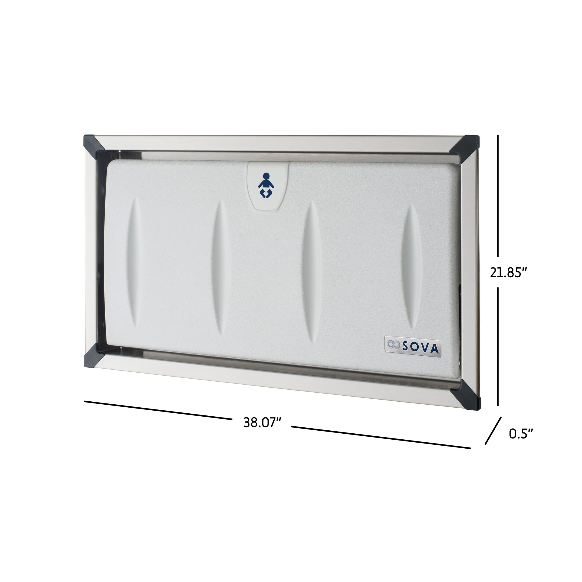 Sova Origin Horizontal baby changing station closed dimensions on white background