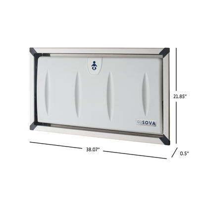 Sova Origin Horizontal baby changing station closed dimensions on white background