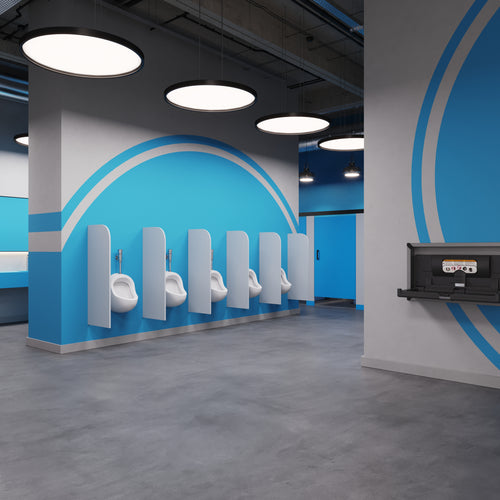 Sova Origin Baby Changing Station with Stainless Steel Recessed Frame-Lifestyle Stainless/Black Poly_Open