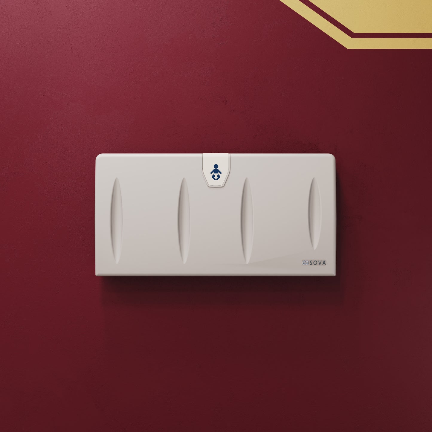 White Origin Horizontal Baby Changing Station on red wall
