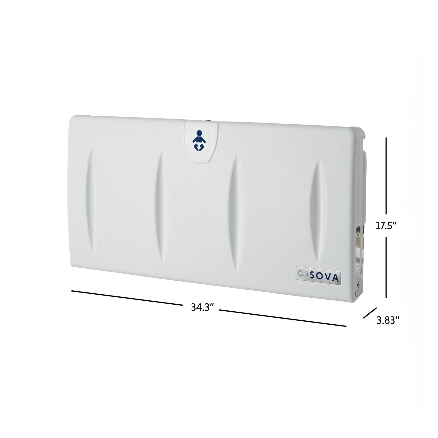 White Origin Horizontal Baby Changing Station closed dimensions