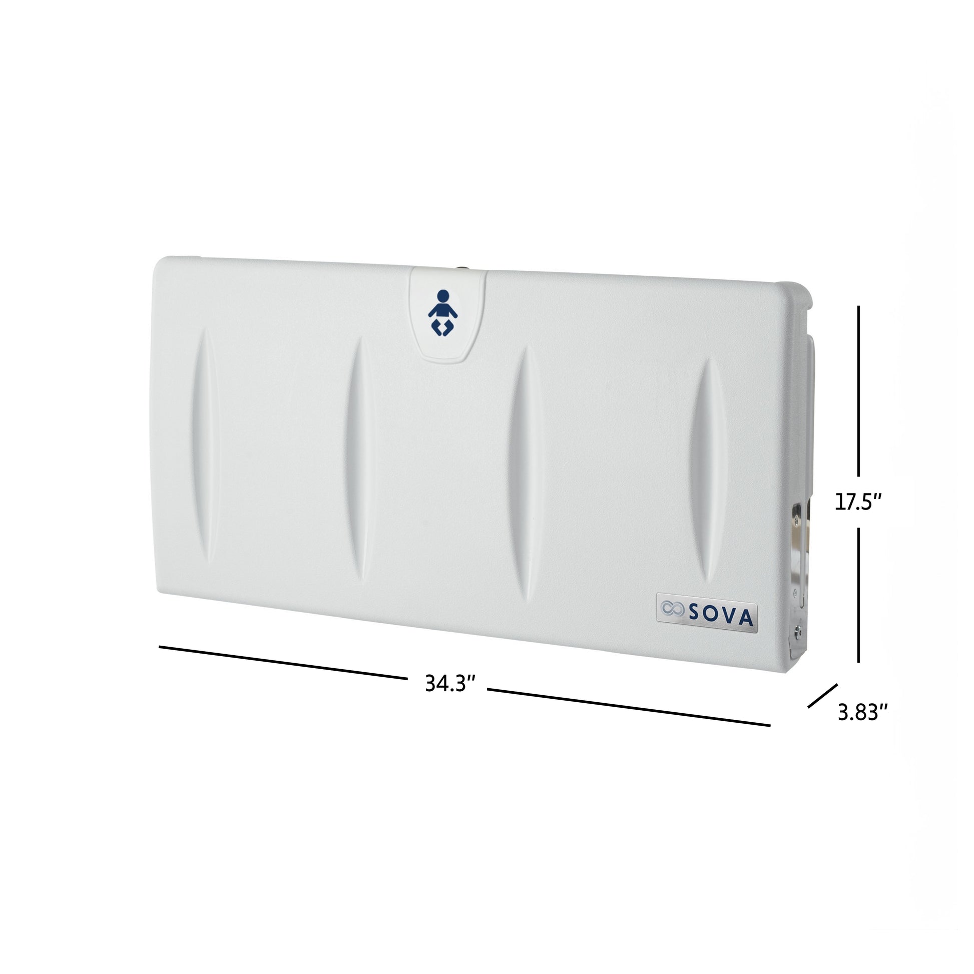 White Origin Horizontal Baby Changing Station closed dimensions