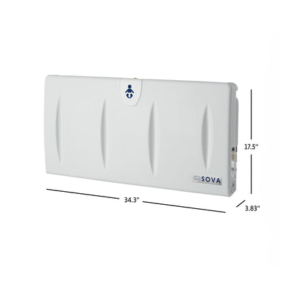 White Origin Horizontal Baby Changing Station closed dimensions