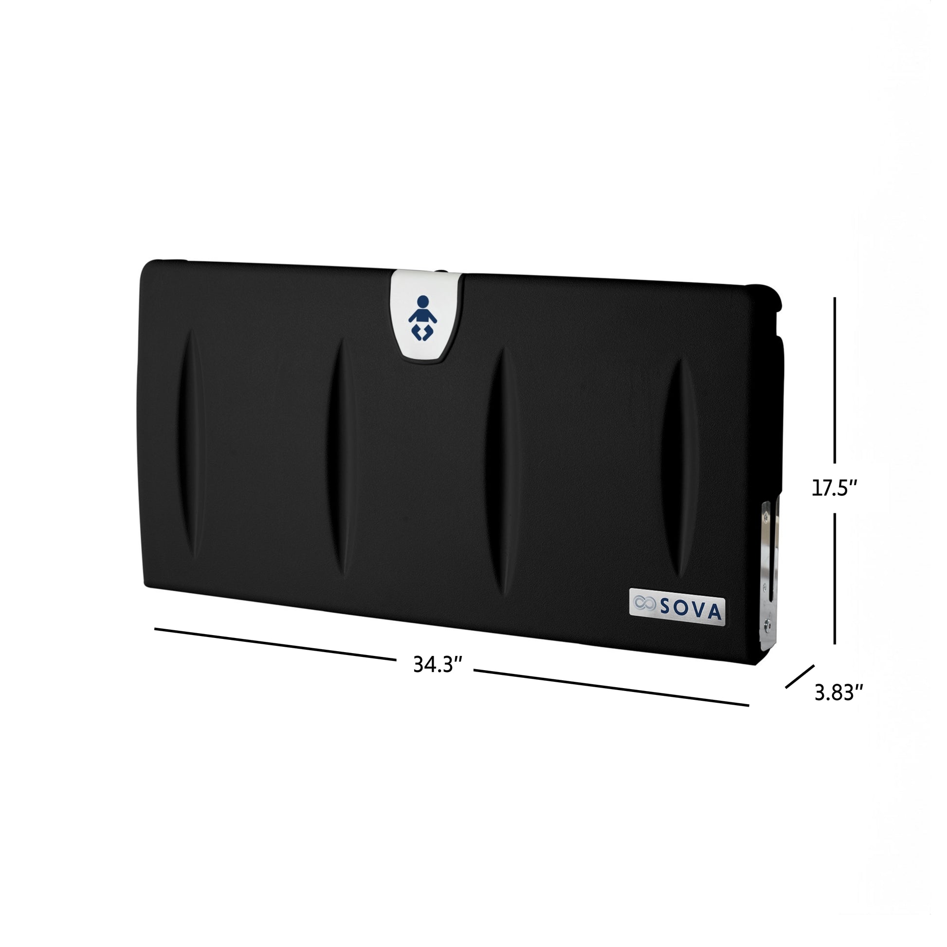Black Origin Horizontal Baby Changing Station closed dimensions