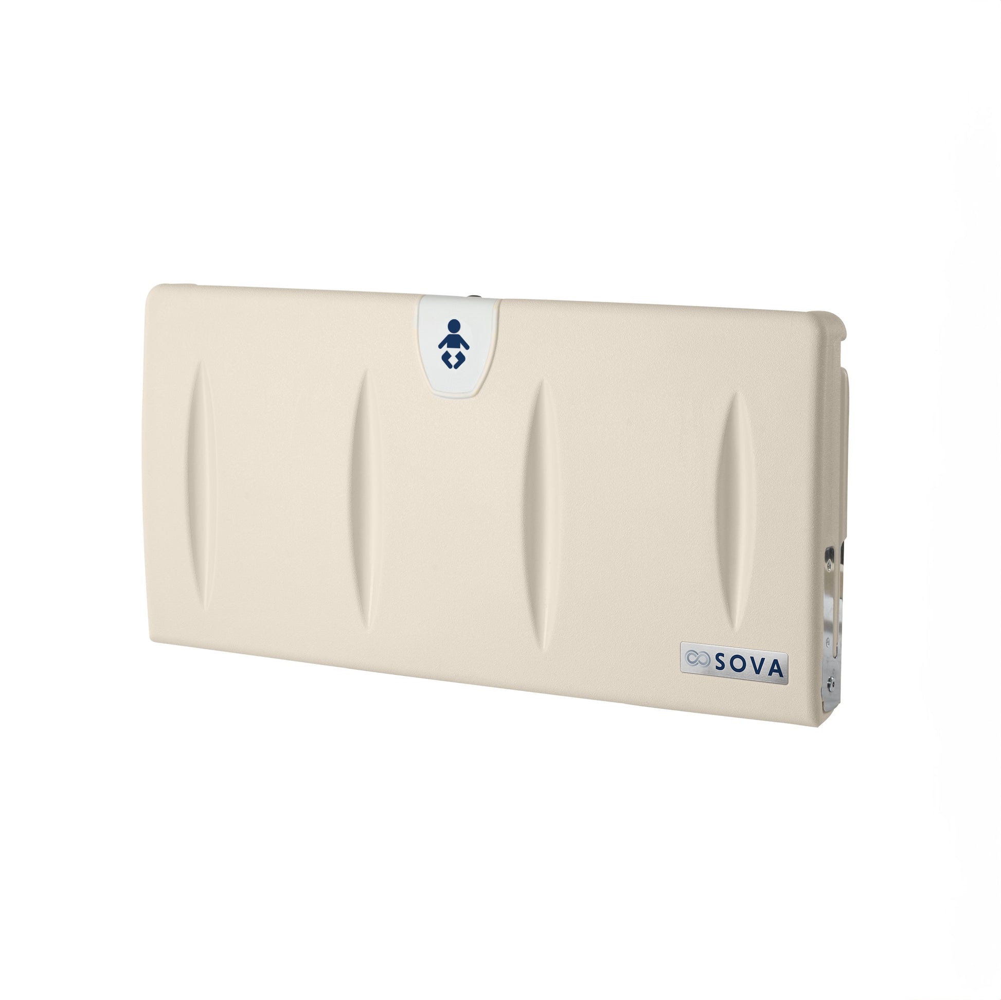Beige Origin Baby Changing Station closed on white background
