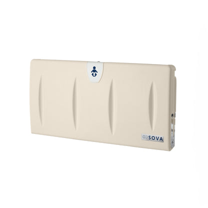 Beige Origin Baby Changing Station closed on white background