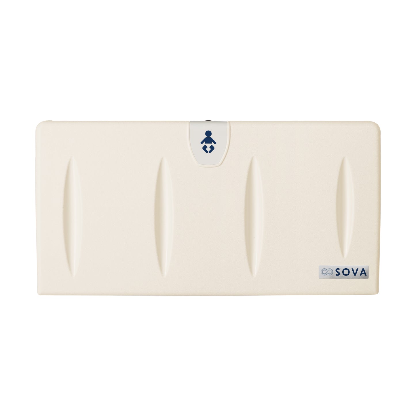 Beige Origin Baby Changing Station closed front view on white background