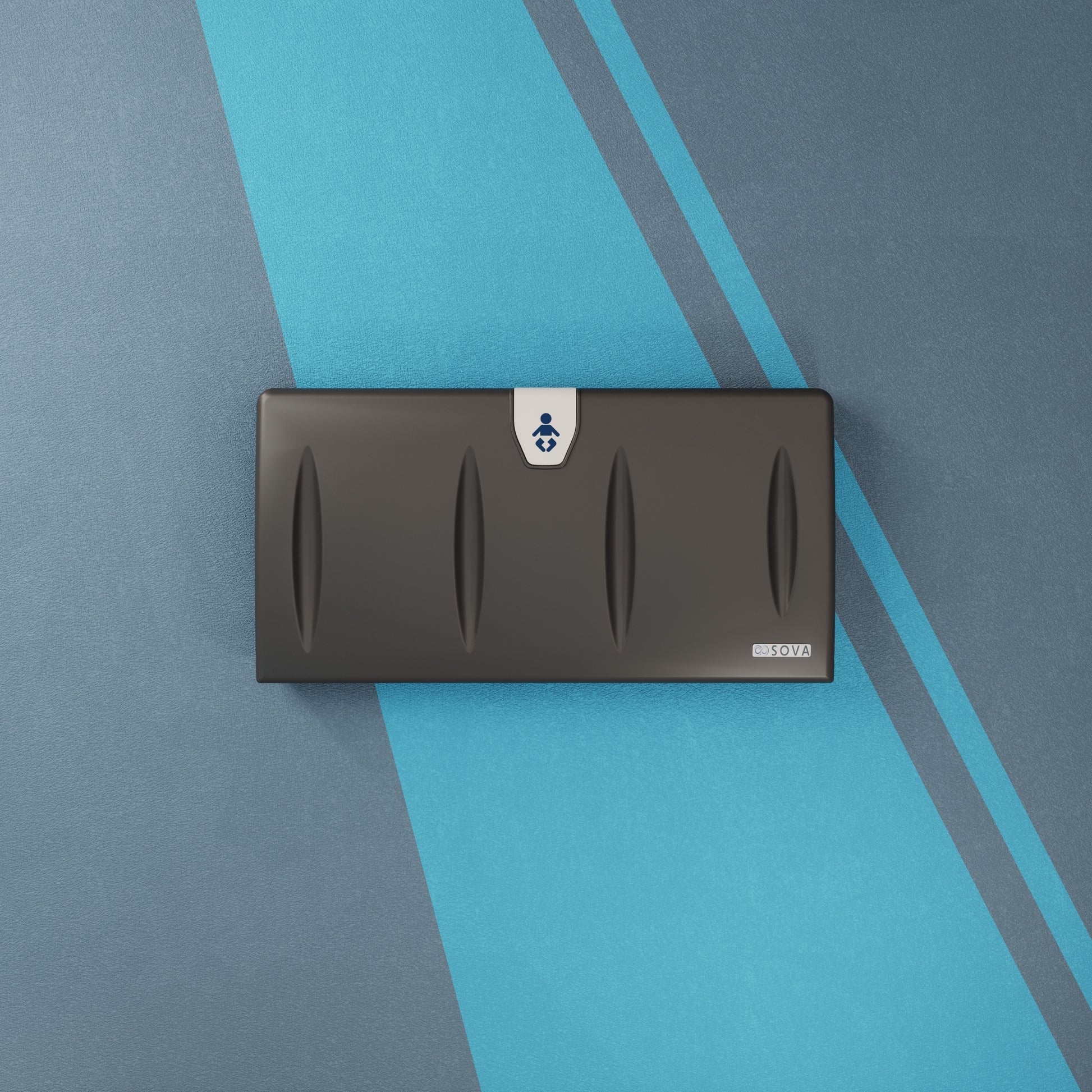 Origin Horizontal Baby Changing Station on a blue and gray background