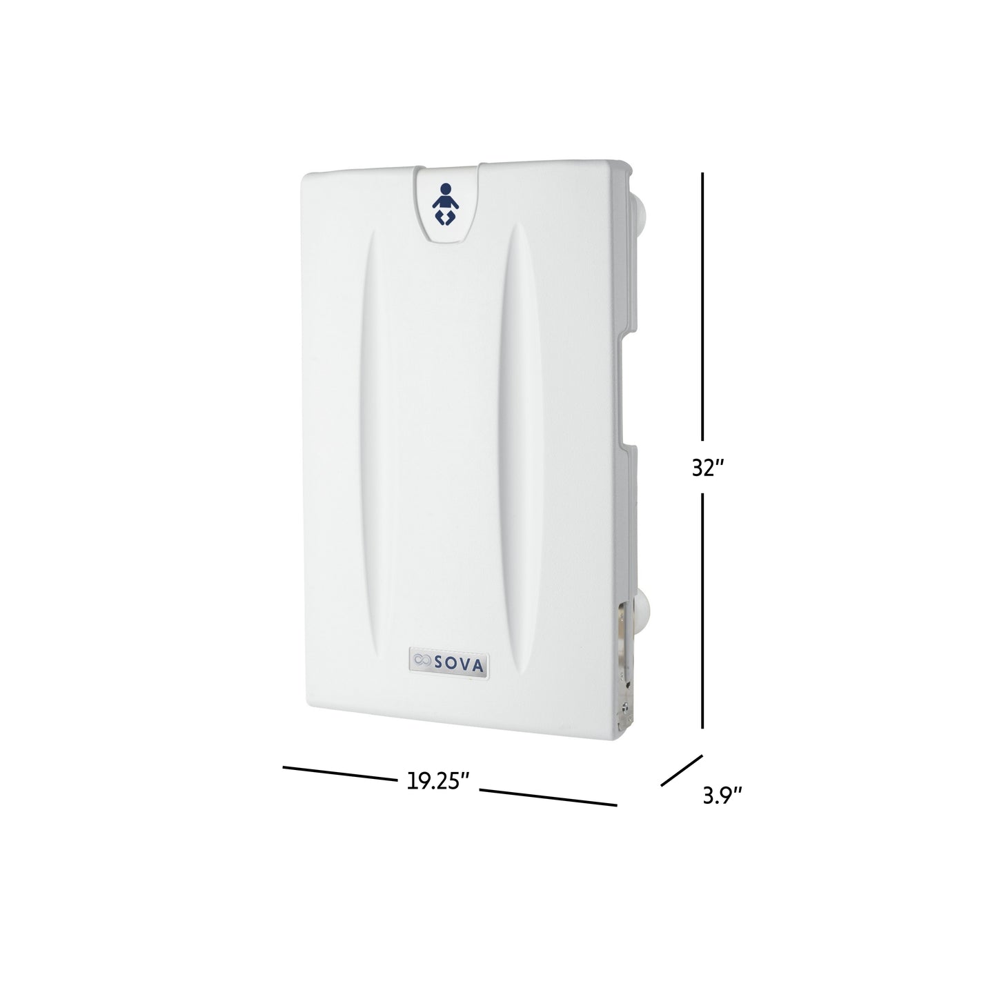 White Origin Vertical Baby Changing station dimensions on a white background
