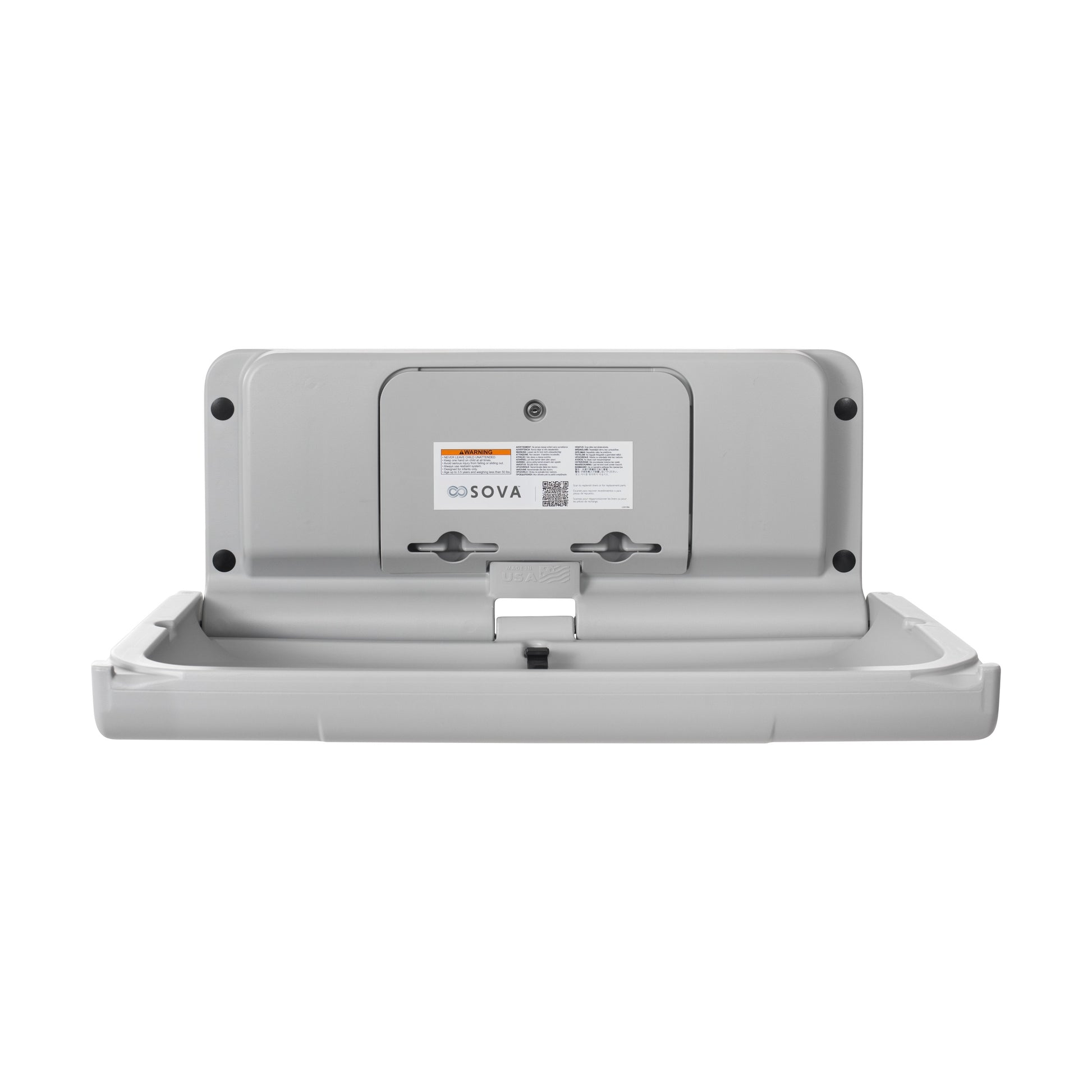 Grey Span Horizontal Baby Changing Station front open on white background