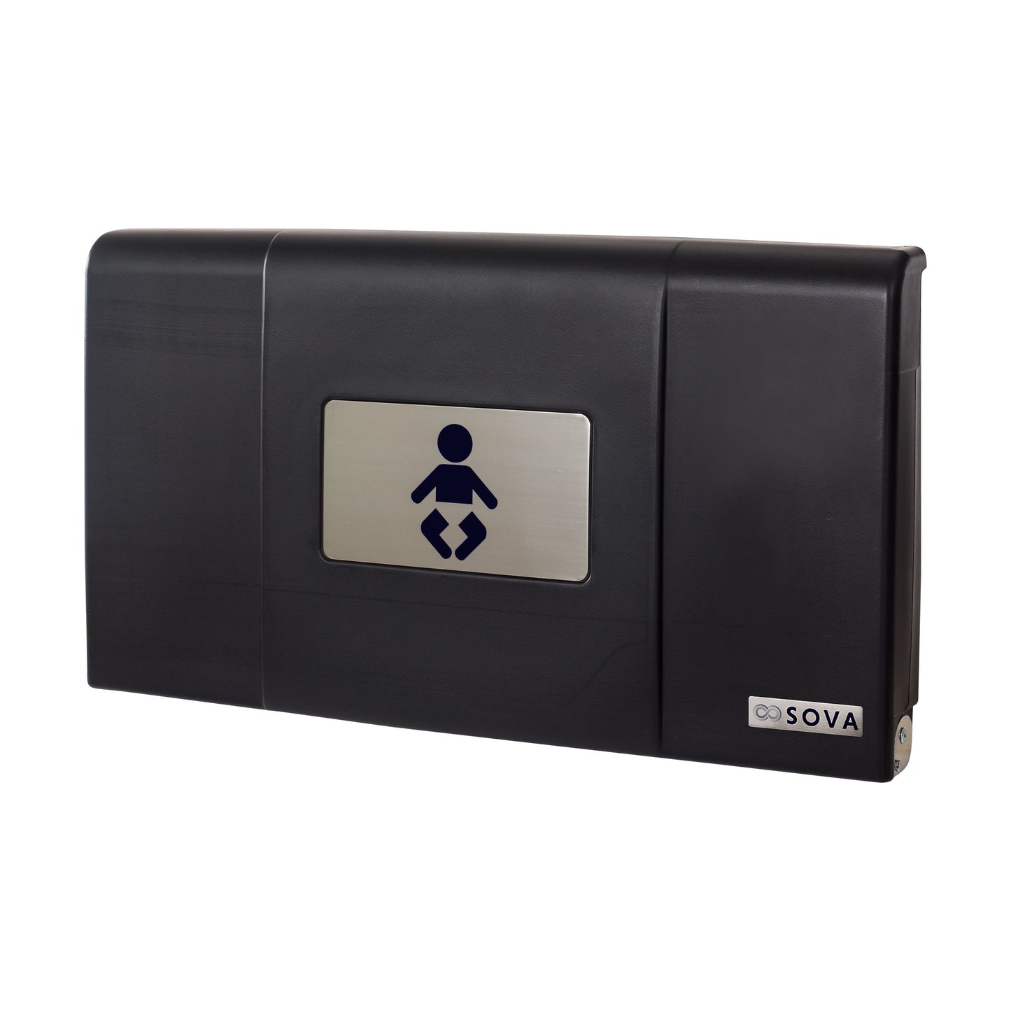 Black Span Horizontal Baby Changing Station front closed on white background