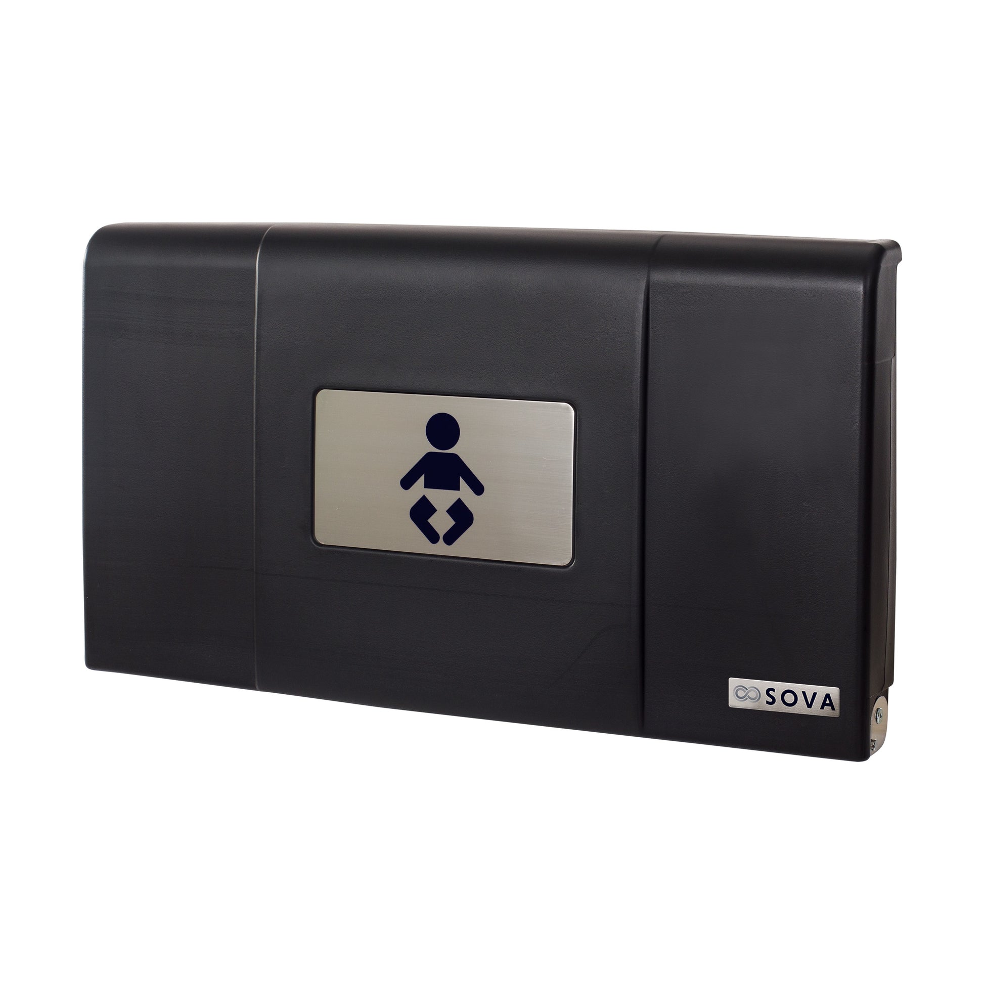 Black Span Horizontal Baby Changing Station front closed on white background