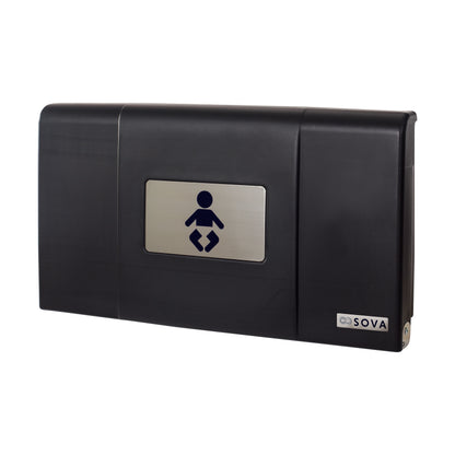 Black Span Horizontal Baby Changing Station front closed on white background