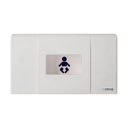 White Sova Span Horizontal Baby Changing Station front closed on a white background