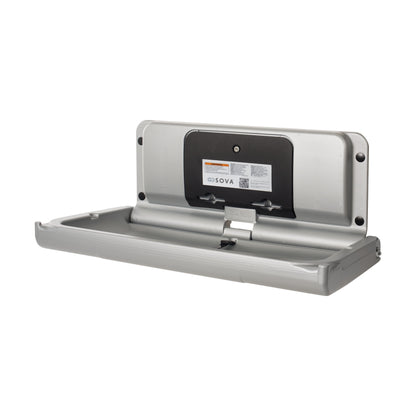 Metallic Sova Span Horizontal Baby Changing Station front open on a white background