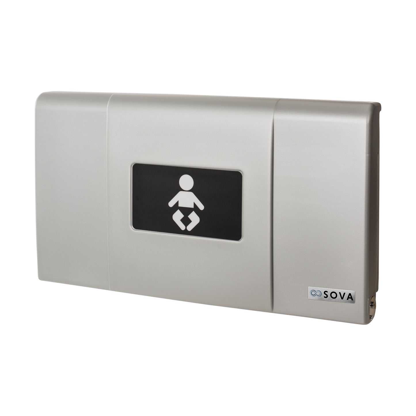 Metallic Sova Span Horizontal Baby Changing Station front closed on a white background