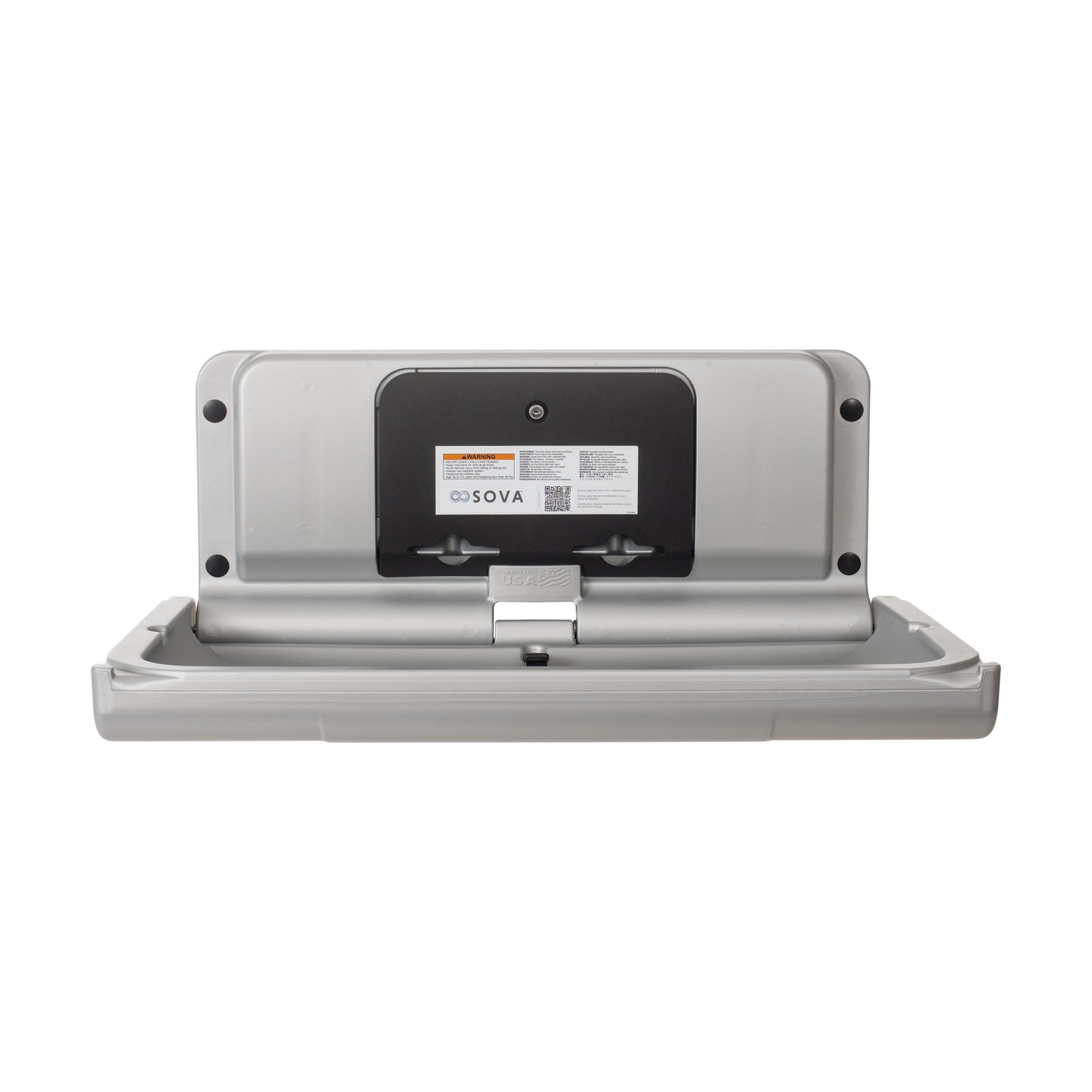 Metallic Sova Span Horizontal Baby Changing Station front open on a white background