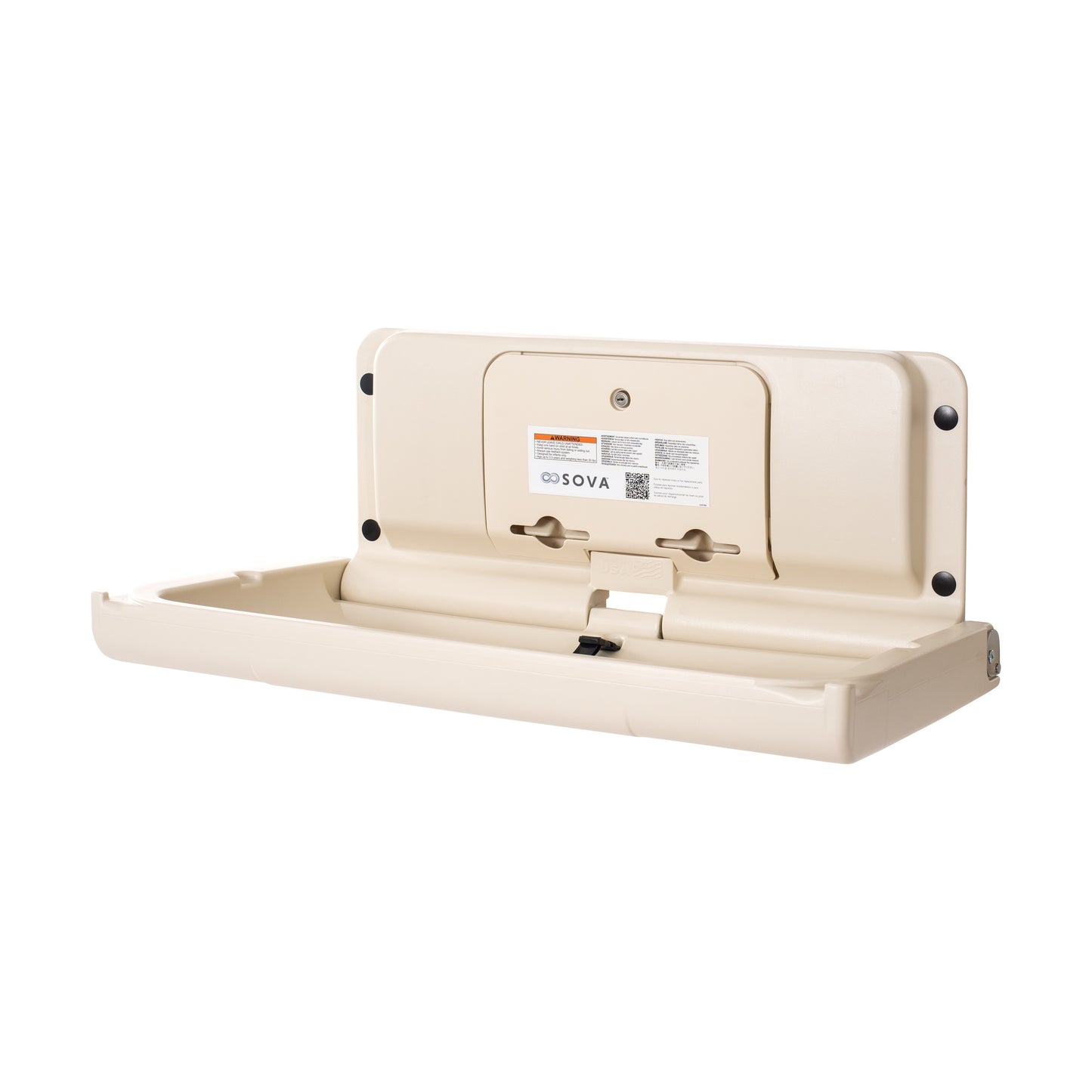 Cream Sova Span Horizontal Baby Changing Station front open on a white background