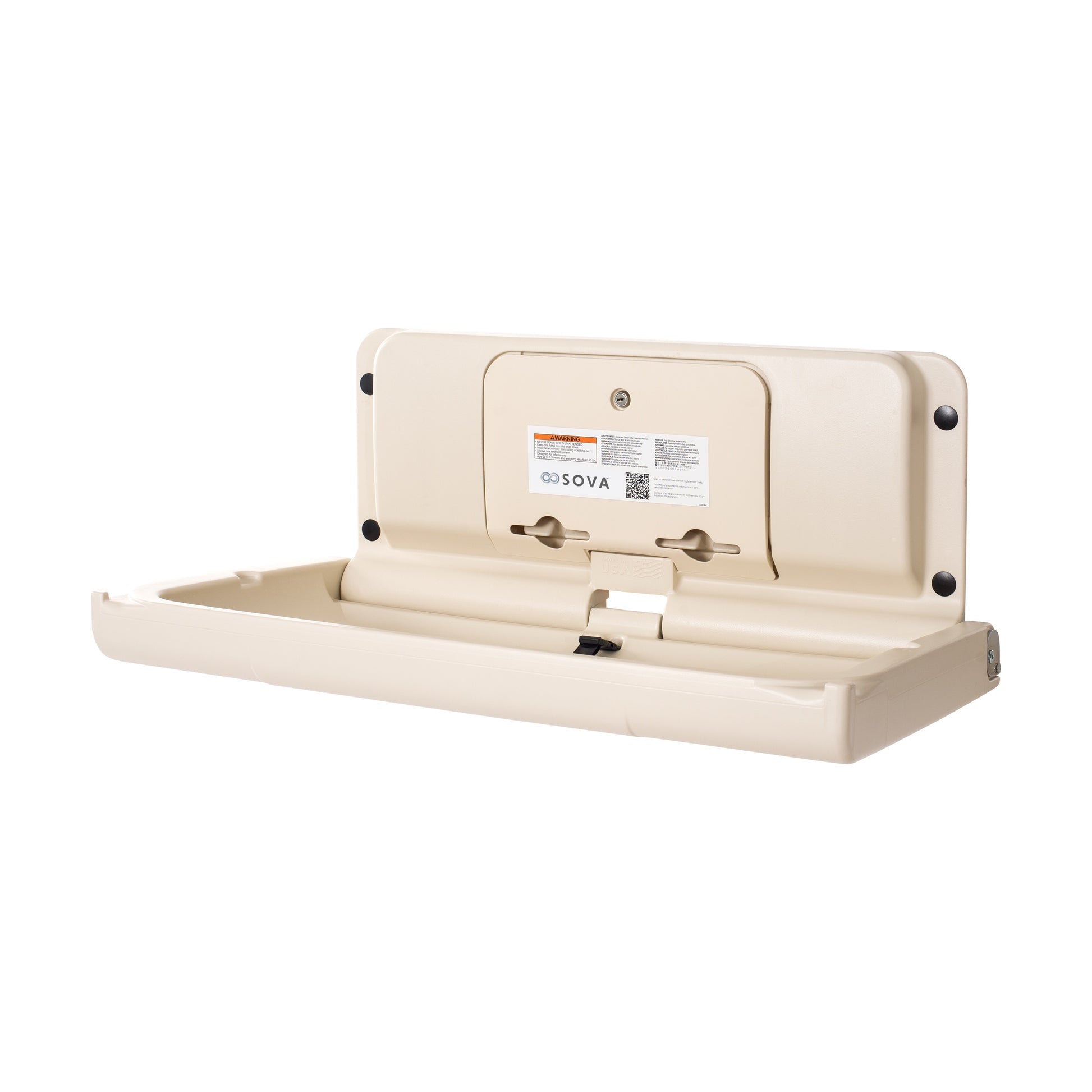 Cream Sova Span Horizontal Baby Changing Station front open on a white background