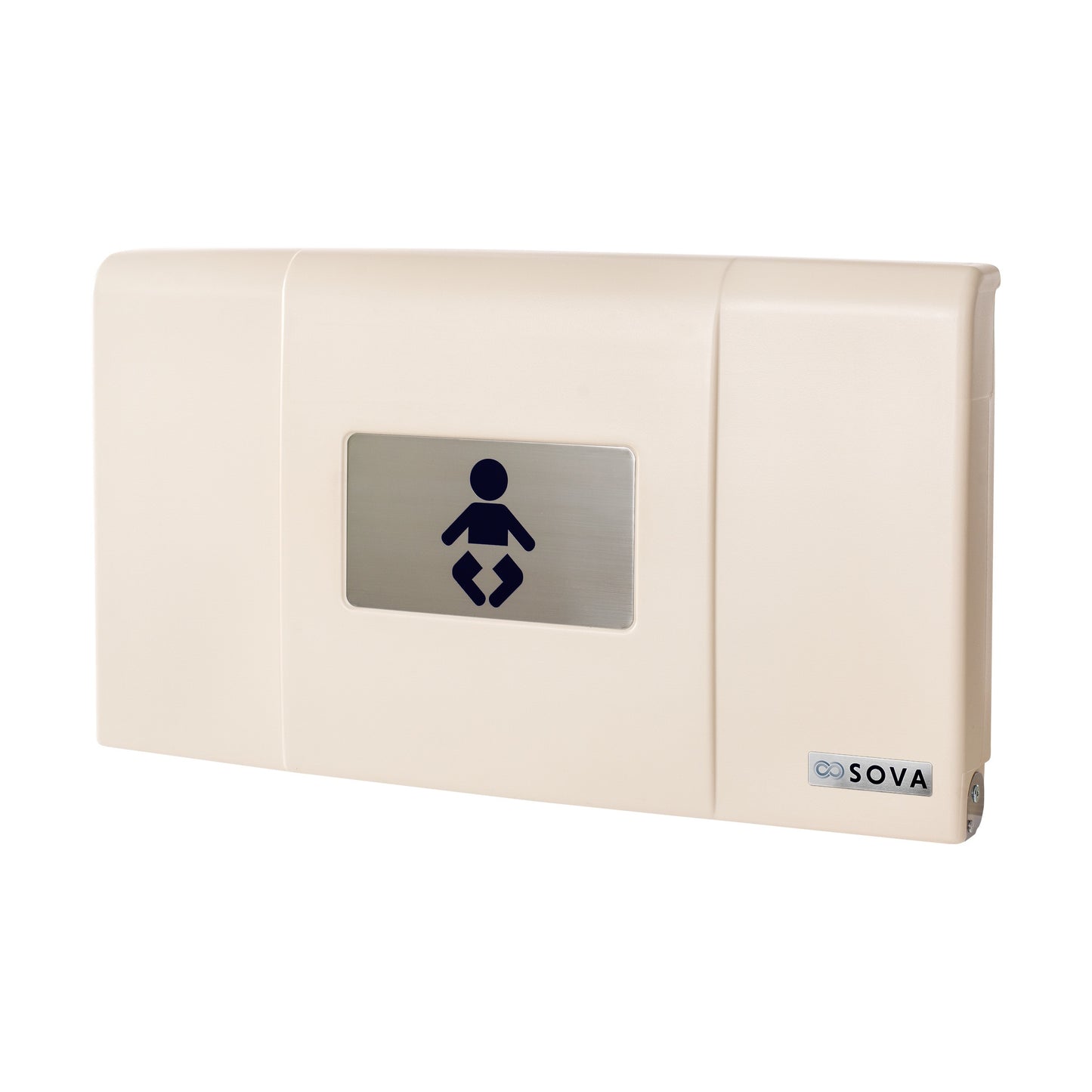 Cream Sova Span Horizontal Baby Changing Station front closed on a white background