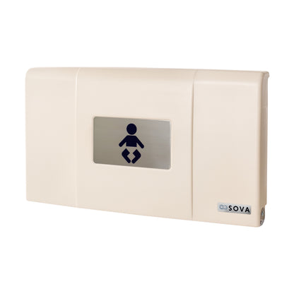 Cream Sova Span Horizontal Baby Changing Station front closed on a white background