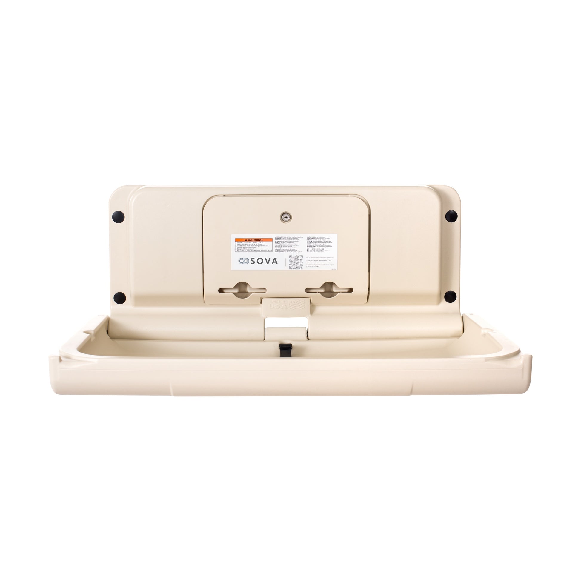 Cream Sova Span Horizontal Baby Changing Station front open on a white background