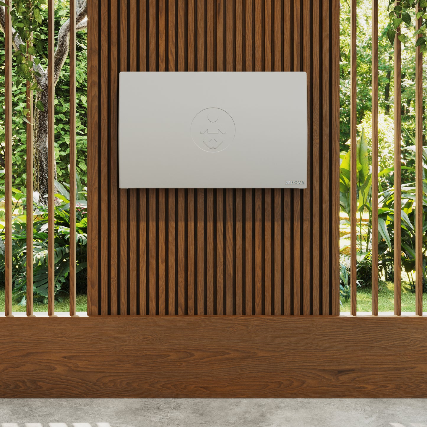 Sova Baby Changing station mounted on a wooden wall