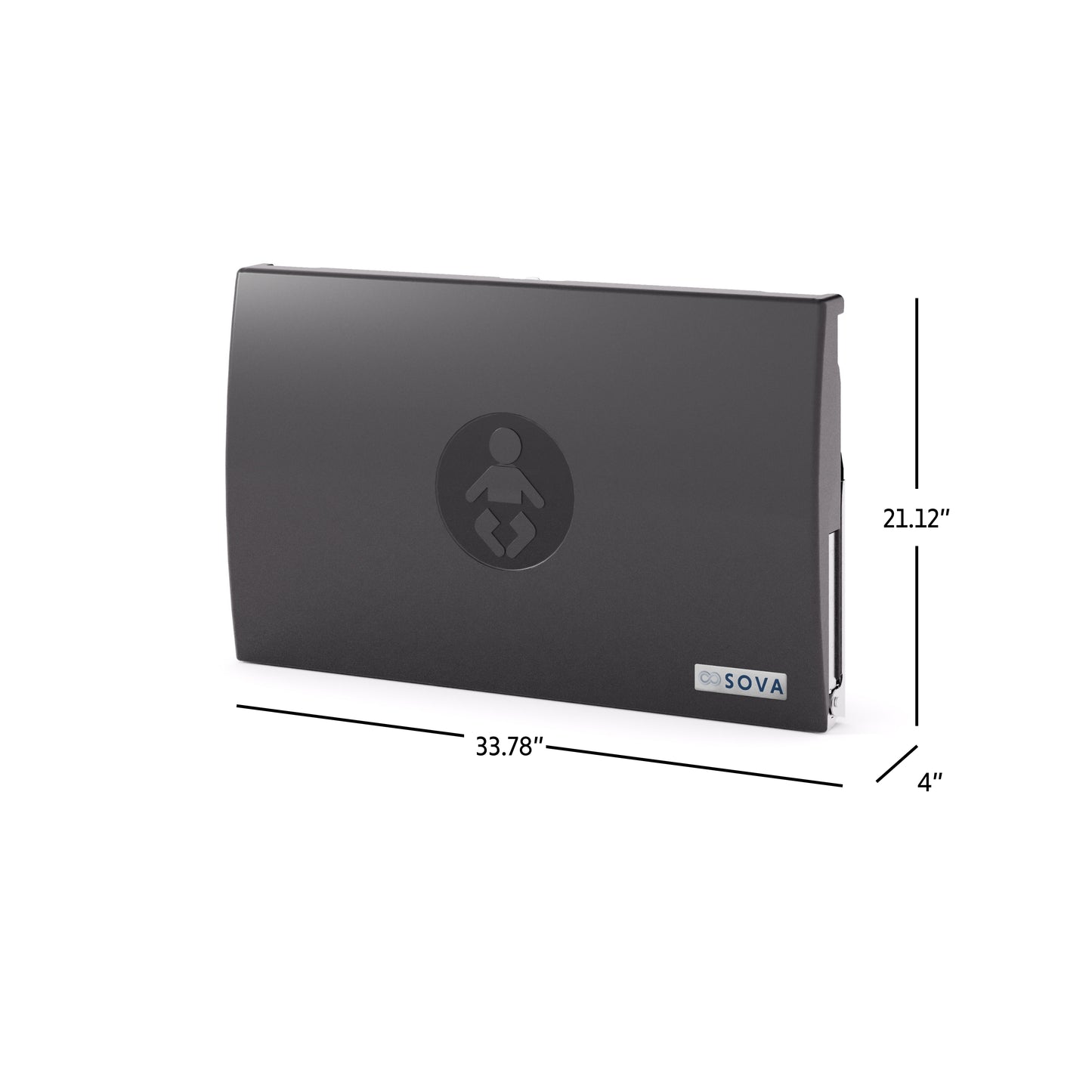Sova Baby Changing Station dimensions on white background