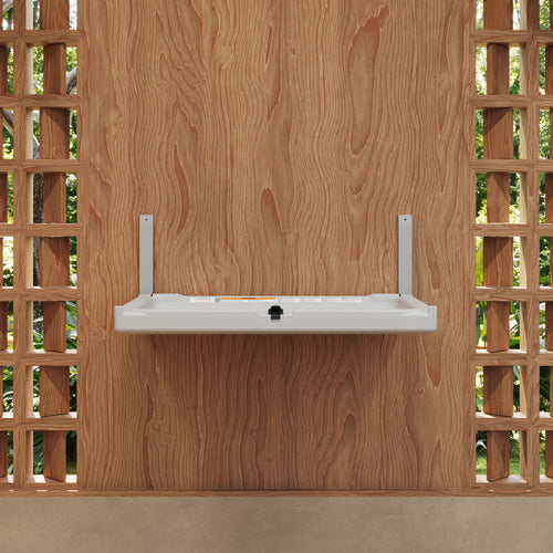 Sova Element Horizontal Changing Station-Lifestyle_White Granite_Open