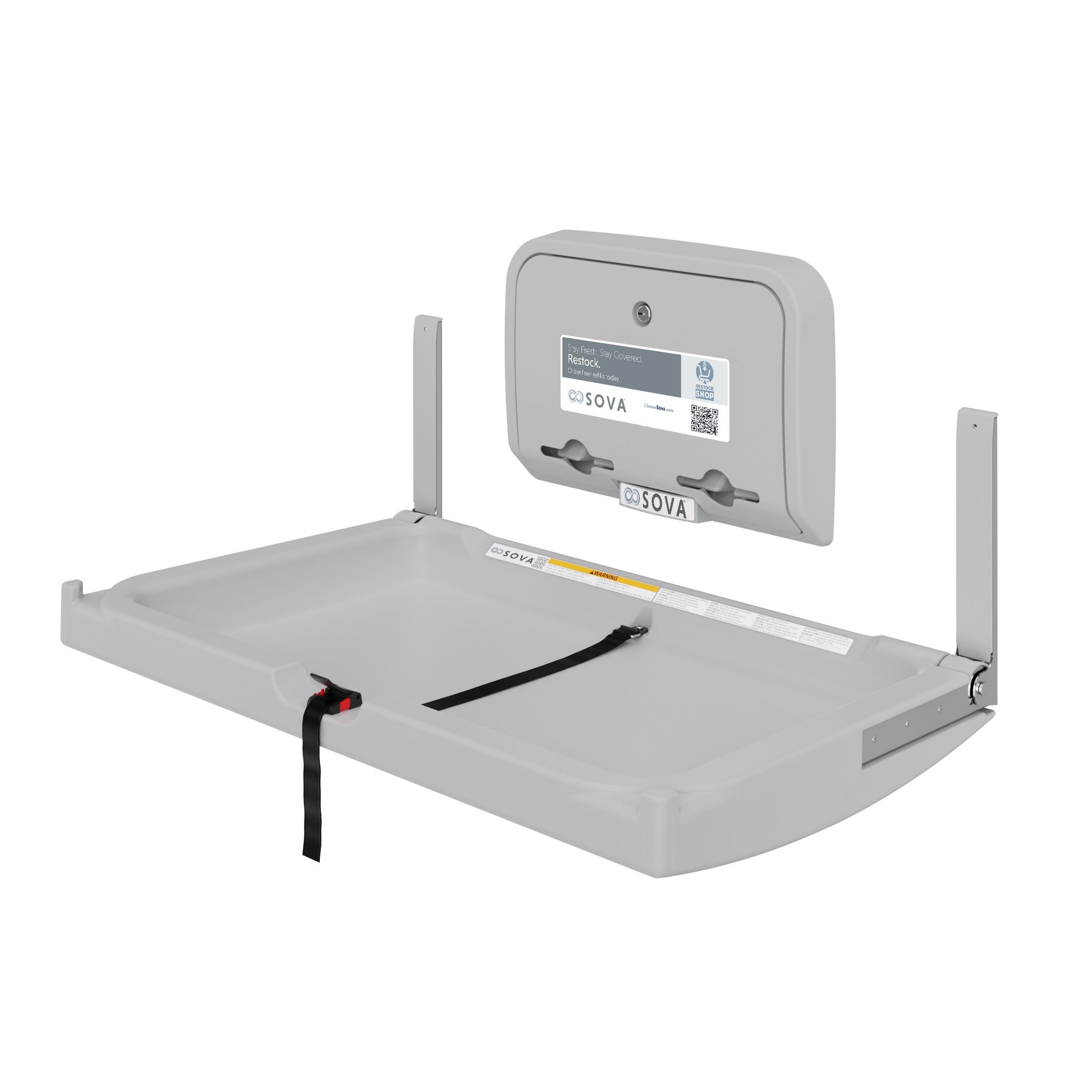 Gray Element Baby Changing Station with dispenser on white background