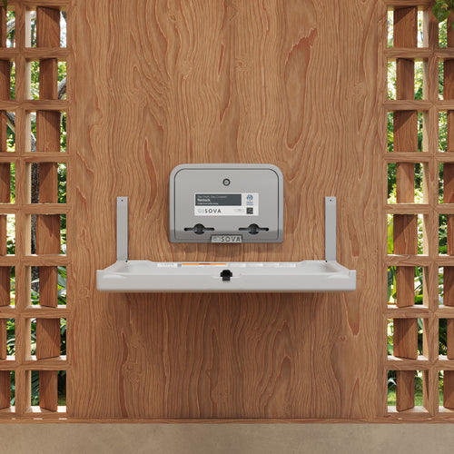 Sova Element Changing Station w/ Liner Dispenser White Granite - Open