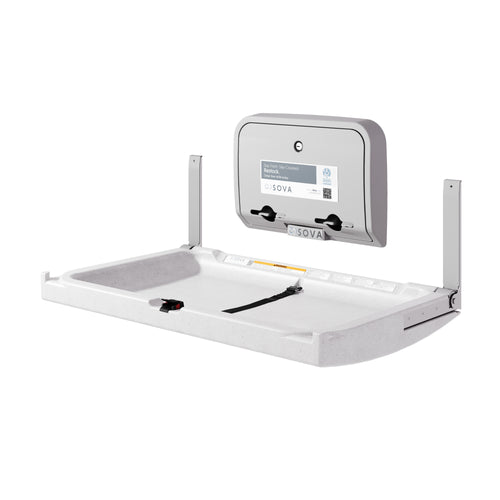 Element Horizontal Baby Changing Station-White Granite_Open_w/Liner Dispenser