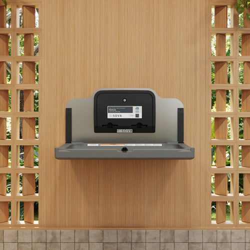 Element LX Baby Changing Station-Dark Gray Lifestyle Open