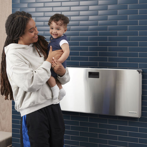 Sova Aura Stainless Frameless Baby Changing Station-Lifestyle-Mother-and-Baby