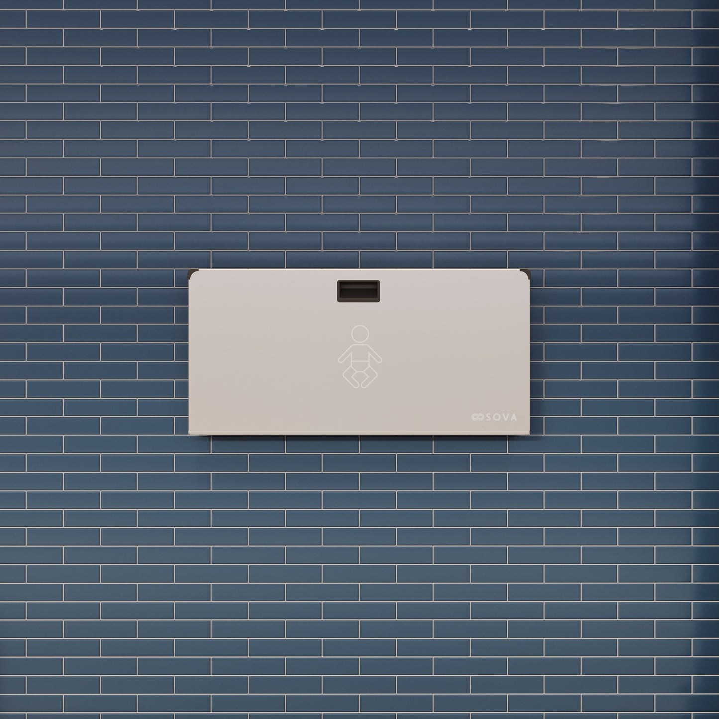 Aura Horizontal Baby changing station mounted on brick wall