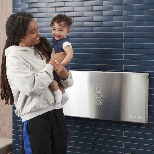 Sova Aura Stainless Frameless Baby Changing Station-Lifestyle-Mother-and-Baby