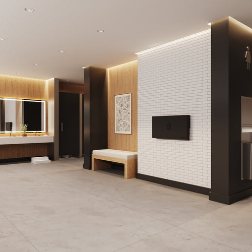 Sova Aura Matte Black Stainless Frameless Baby Changing Station-Lifestyle-Restroom